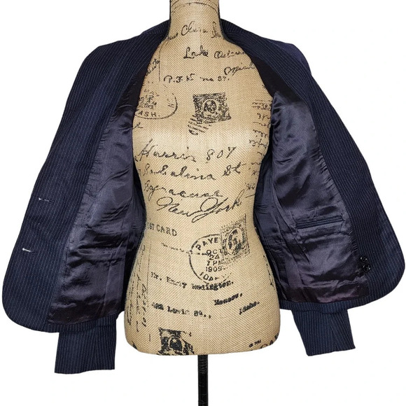 Harve Benard Womens Single Breasted Pinstripe Wool Blazer Suit Jacket Medium - Picture 3 of 11